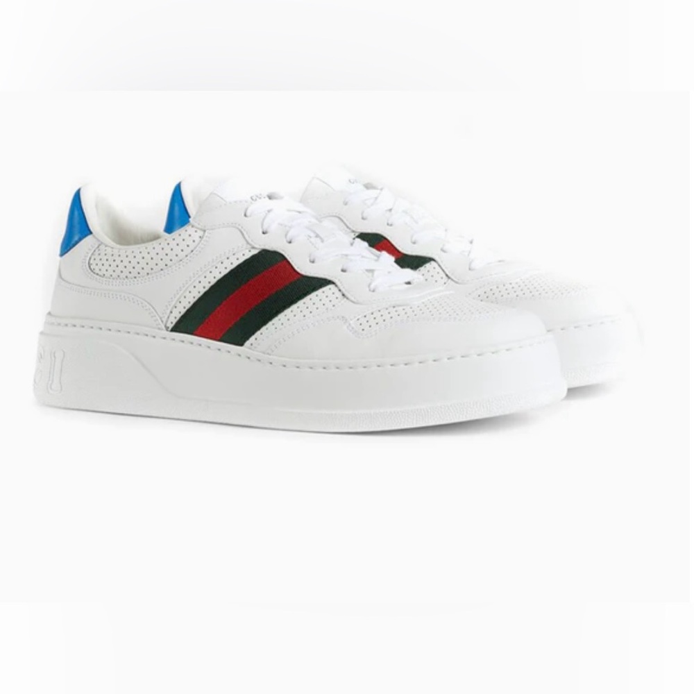 Gucci White and Red Sneakers with Signature Stripes